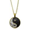 Retro Yin Yang Dragon Design Glass Pendant Necklace for Men Women Jewelry Accessories Birthday Gift