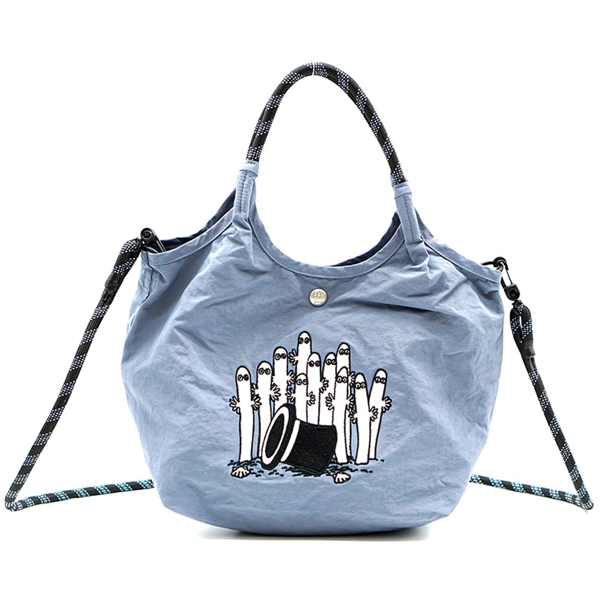 

Official Moomin Little My Snufkin Stinky Nyoronyoro Embroidery Tote Rich Embroidery Shoulder Bag 2way Bag S Size Ash [Moomin] RMPK-02 ([62] Blue)