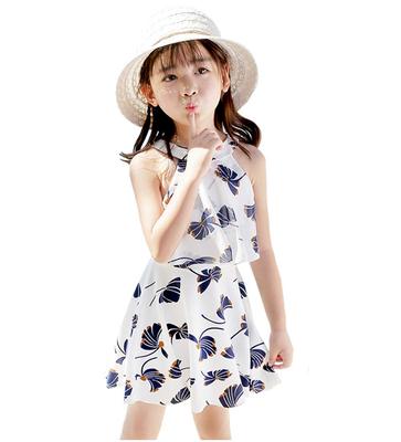 NICEYY Schulset mit Spitze und Größen Kinderbadeanzug, Mädchen Zweiteiler, Einteiler mit hohen Halsausschnitt und Shorts, Rüschen, 120-160cm (JP, Höhe, 150cm, Weiß)