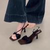 Fashion Elegant French Style Black High Heel Sandals with Fine Straps Women's Shoes 2025 Summer New Arrival Niche Fine Track Roman Shoes