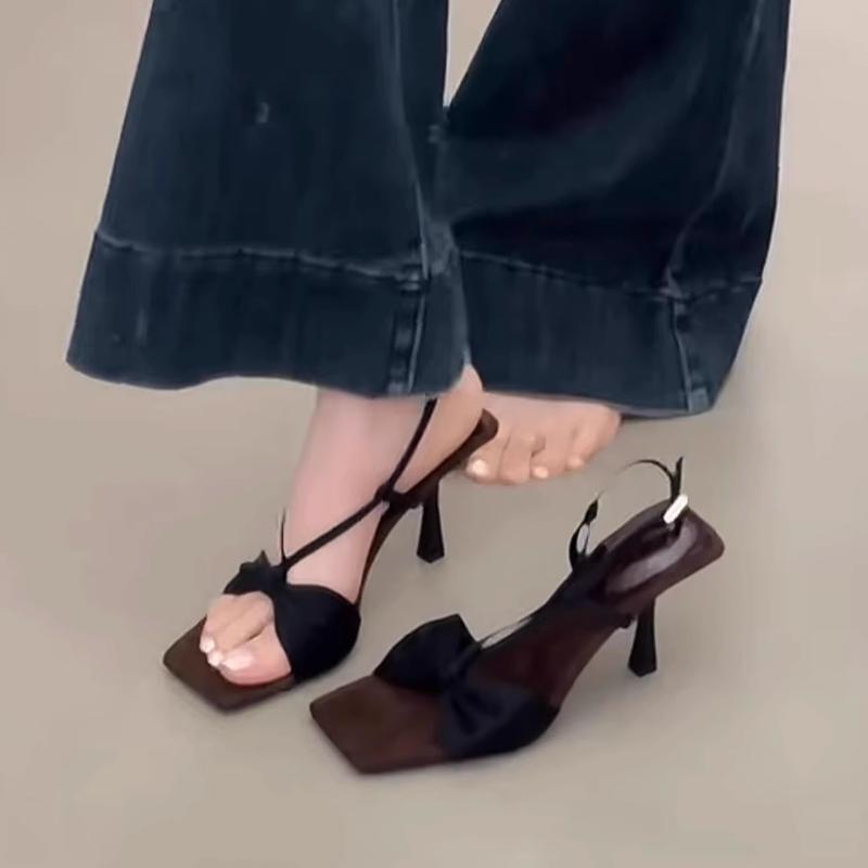 Fashion Elegant French Style Black High Heel Sandals with Fine Straps Women's Shoes 2025 Summer New Arrival Niche Fine Track Roman Shoes