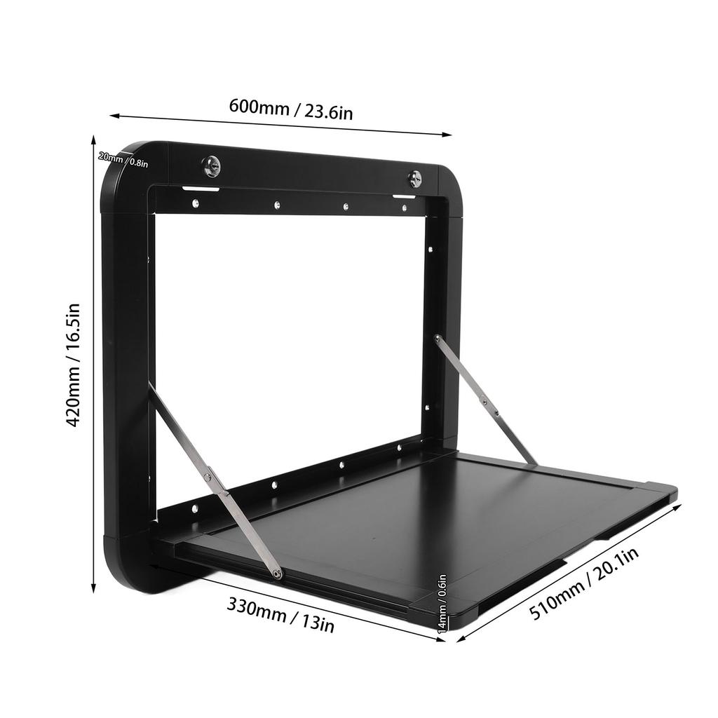 Rv Folding External Table 600 X 420mm Lockable Wall Mounted Outside Rv Dinette Tables with 4 Keys for Camper RV