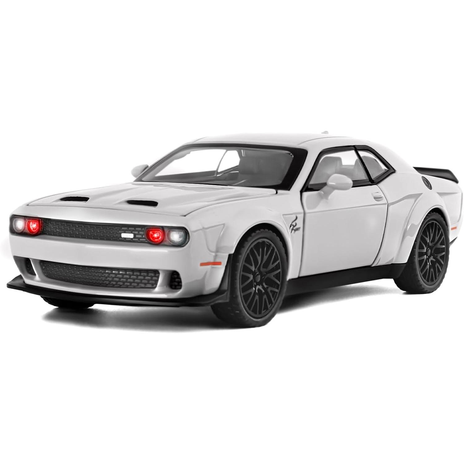 

Масштаб 1/32 Dodge Hellcat Challenger Die Cast Metel Pull Back Model Car Hellcat со звуком и светом Hellcat Car Toy Car Toy Gifts для детей от 3 лет и старше серый