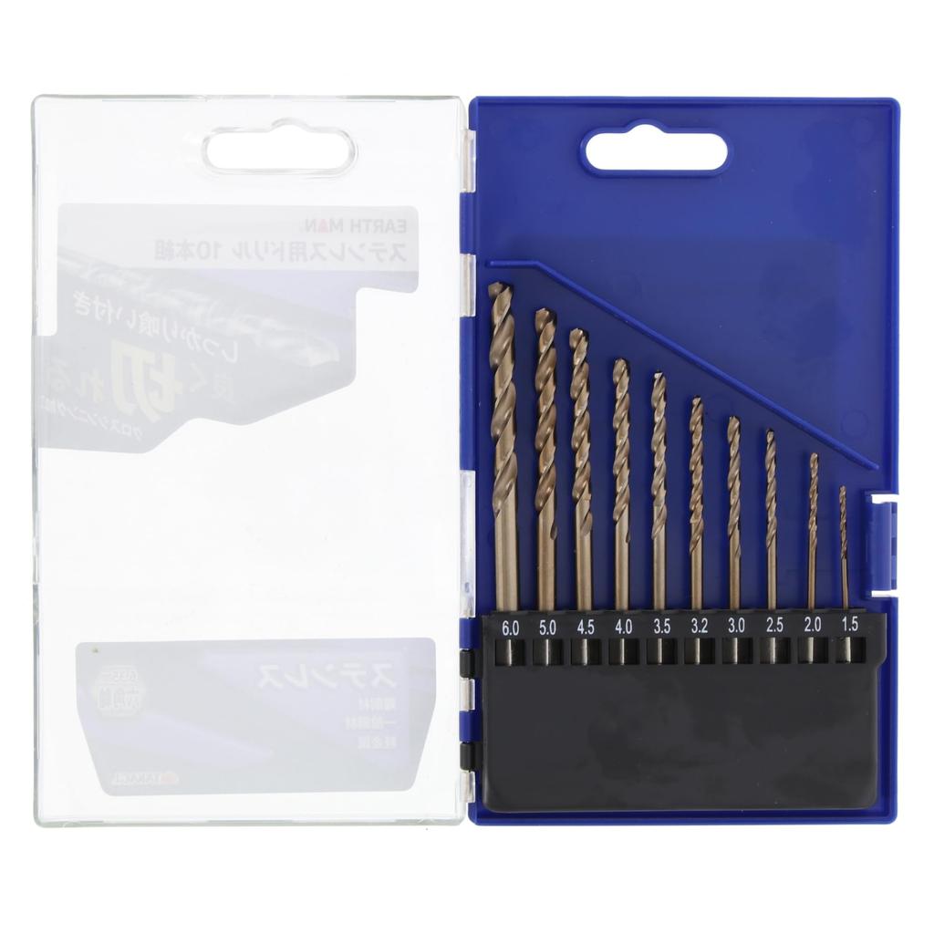 Takagi EARTH MAN Stainless Steel Drill Includes with Hex for Drilling Stainless General Light and Set (Set 1.5/2.0/2.5/3.0/3.2/3.5/4.0/4.5/5.0/6.0mm)