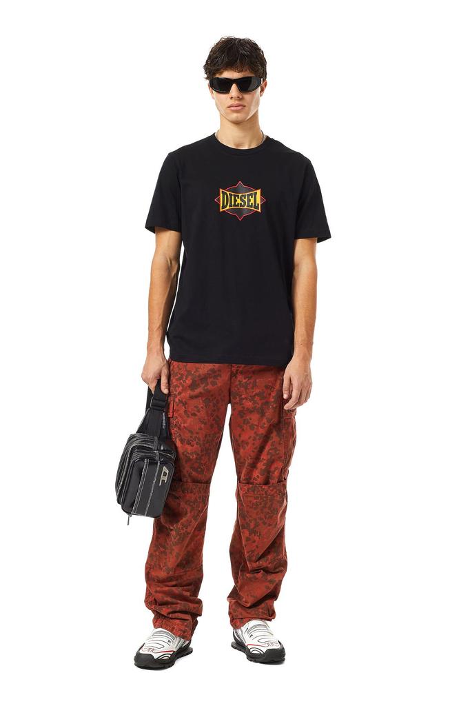 Diesel Men's Logo Print T-Shirt A038430HAYU, Size S, Black, 9XX