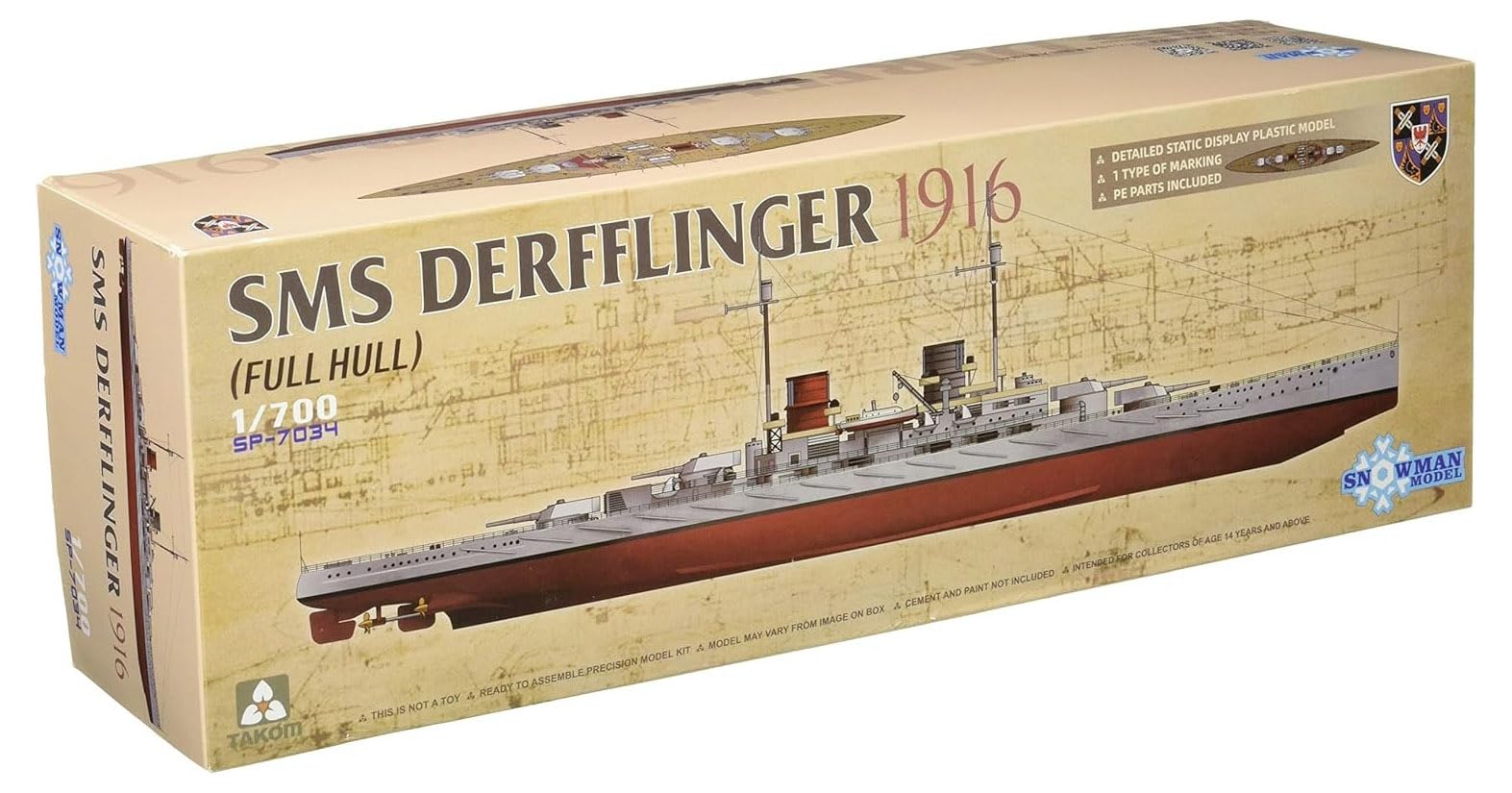 

TACOM German Navy SMS Derfflinger 1916 Full Hull Model Plastic Model 1/700 TKOSP-7034