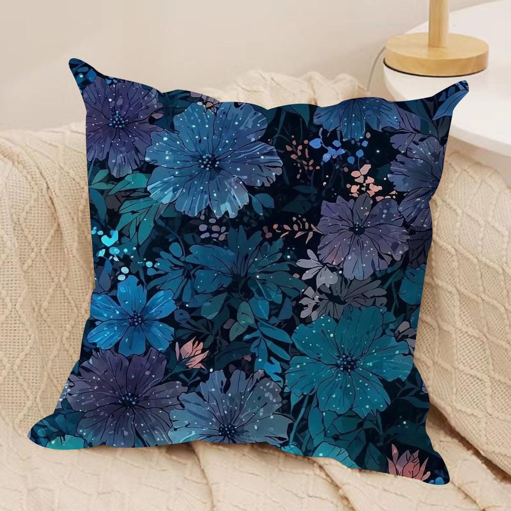 Classic Art Floral Pattern Cushion Cover Soft Plush Fabric DoubleSided Printed Cushion Covers for All Seasons Home Decor
