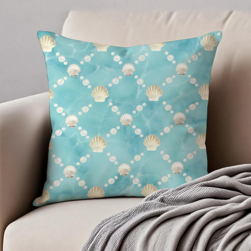 Ornate Elegant Pearl Shell Cushion Cover Pillowcase Antidustmite Invisible Zipper Short Plush Sofa Cushion