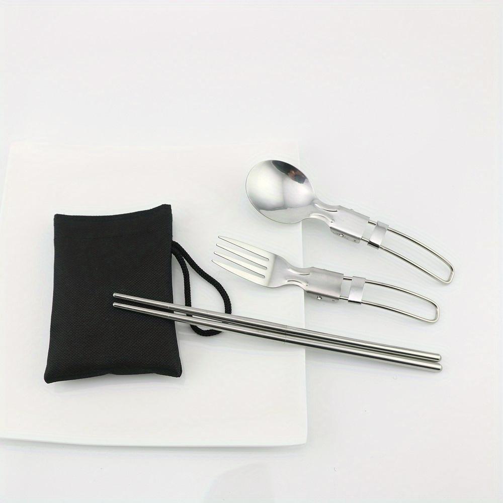 

3 шт./компл., многофункциональная уличная посуда из нержавеющей стали, складная вилка, ложка, нож для пикника, кемпинга, пешего туризма, путешествий, посуда 3pcs/set