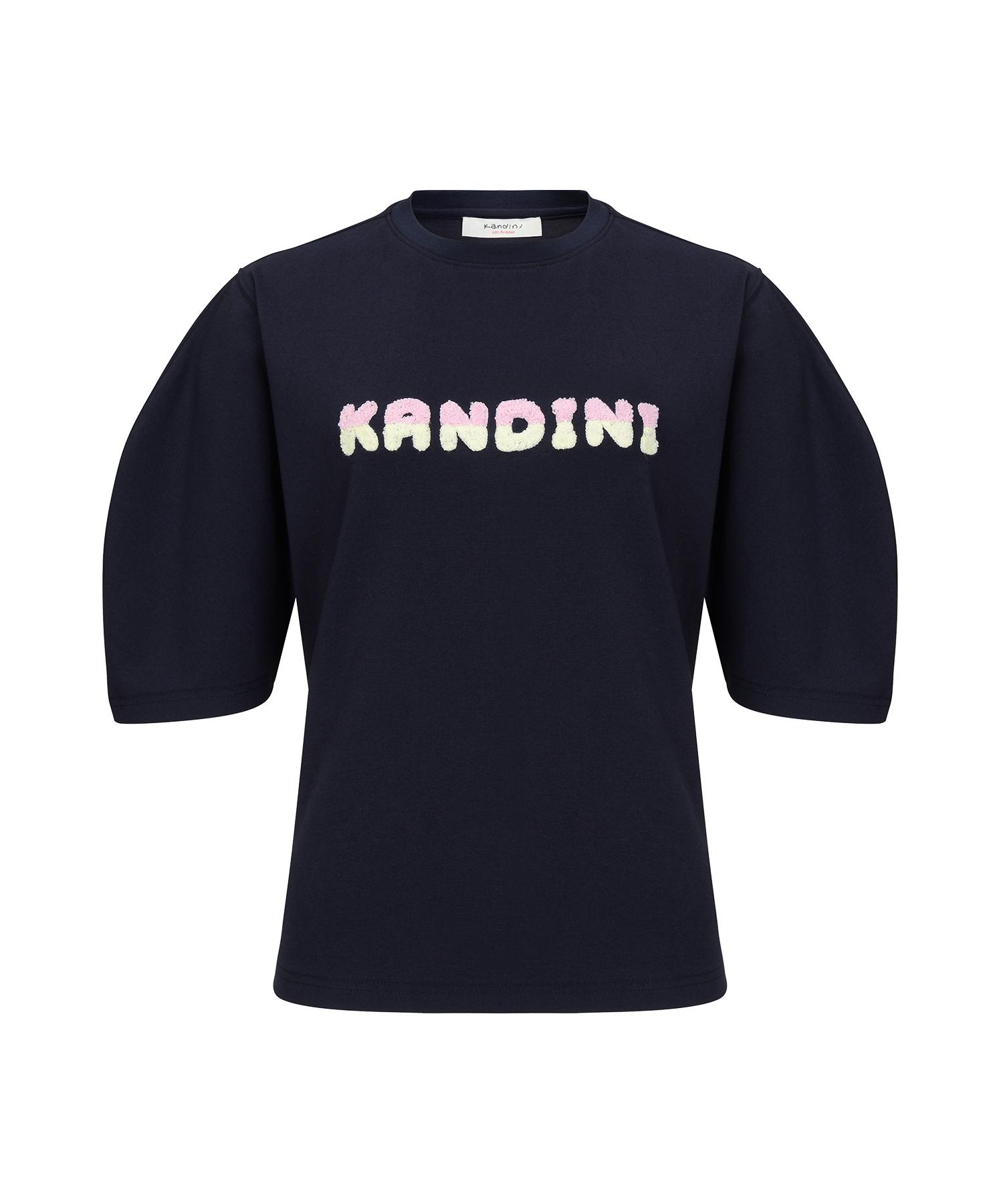 Candini Navy Fluffy Logo Puff T-Shirt