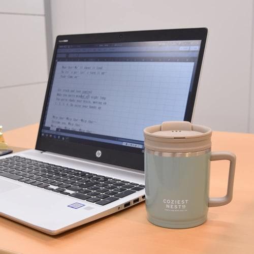 Sabu Nestco Heatable Stainless Steel Thermos Mug, Beige, 400mL, 361708