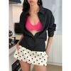 Miu Polka Dot Pure Desire Sexy Stylish Side Zipper Two-Way Mini Culottes Low Waist Slim Looking A- Line Skirt