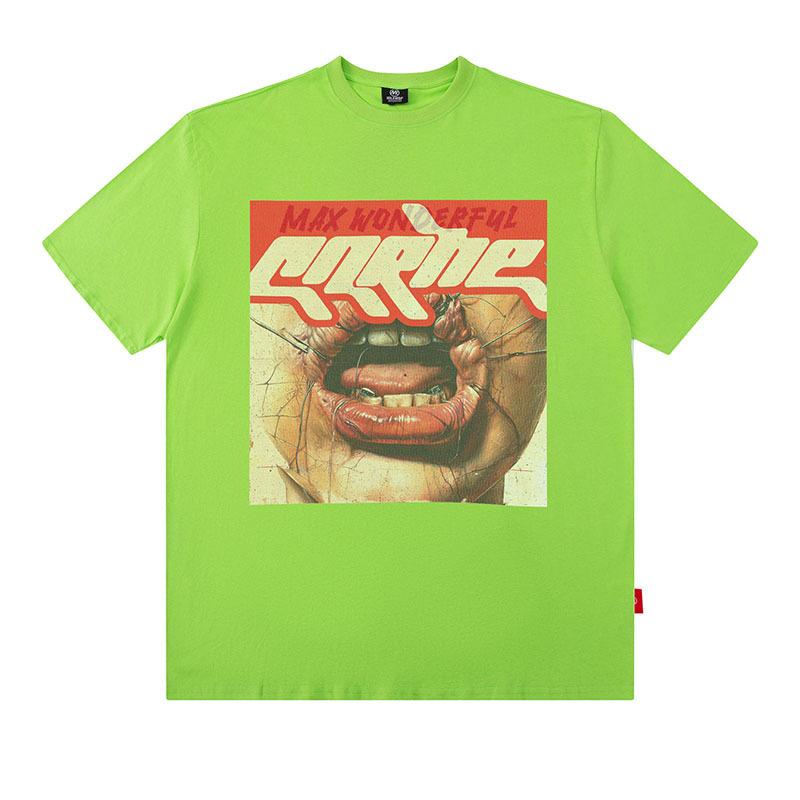 European And American High Street Abstract Printing T-Shirt Oversize Large Version Casual Cotton Short-Sleeved T-Shirt Men And Women