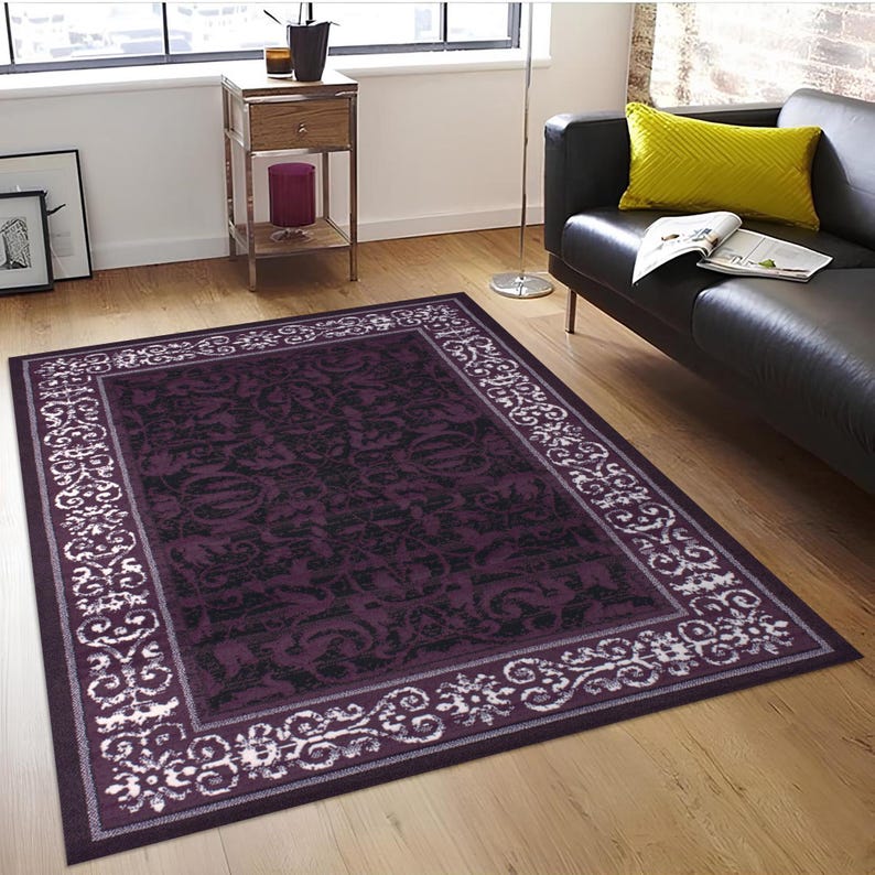 Black Purple ,Carpet ,Home Decor  Art  Themed,Purple Art Rug