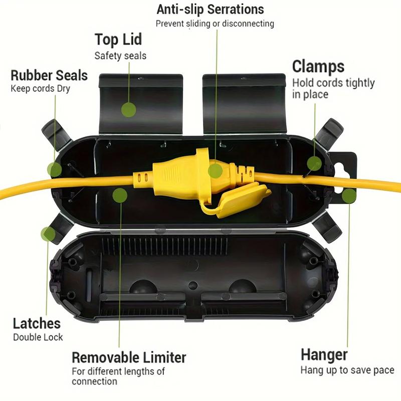 Outdoor Extension Cord Plug Waterproof Safety Cover Connection Protector Box For Holiday Lights