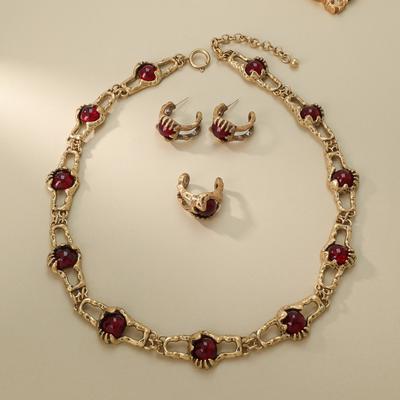 Conjunto Medieval Vintage Vintage Feminino de Liga Brincos Anel Colar