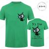 Everything Is Fine Black Cat Print Women Men T-Shirt, Soft Breathable Round Neck Short Sleeve Tee, Unisex Fun Quirky Style Tops