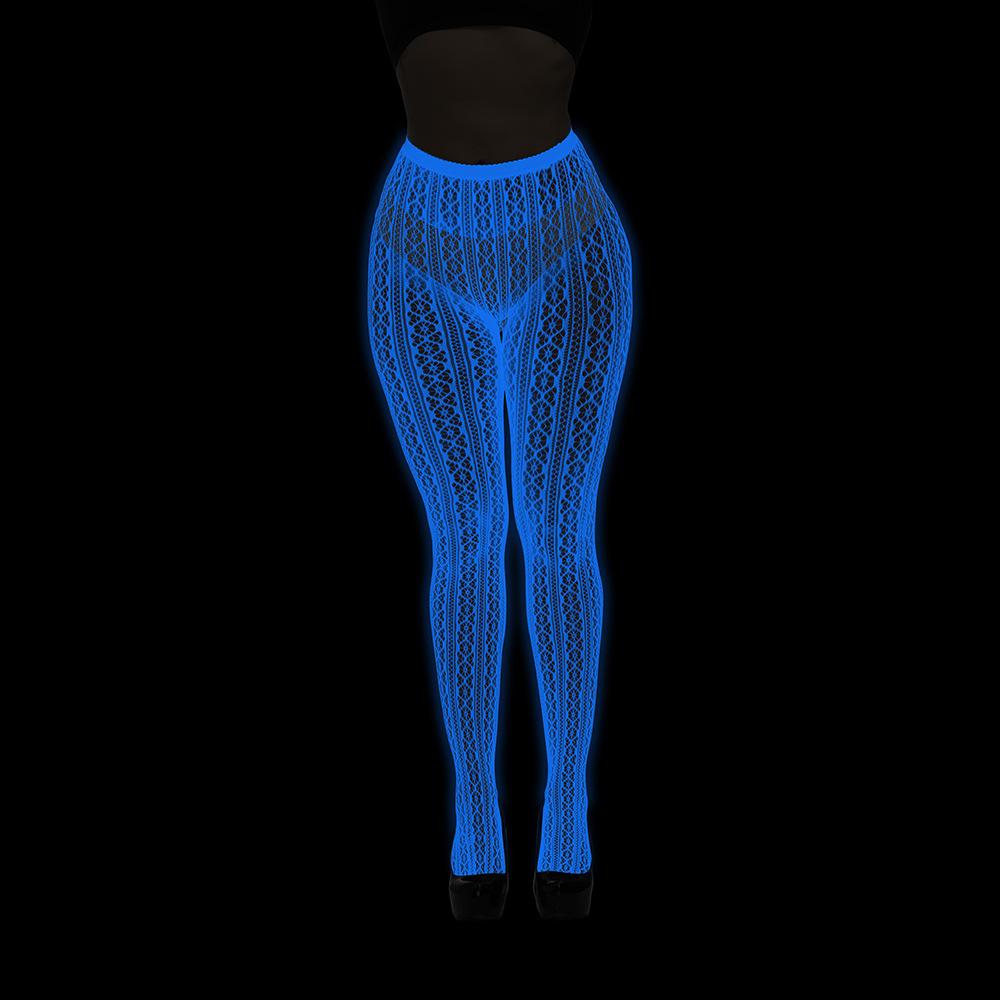 Night luminous leggings blue light pantyhose lace hollow luminous fishnet socks fluorescent sexy jacquard socks