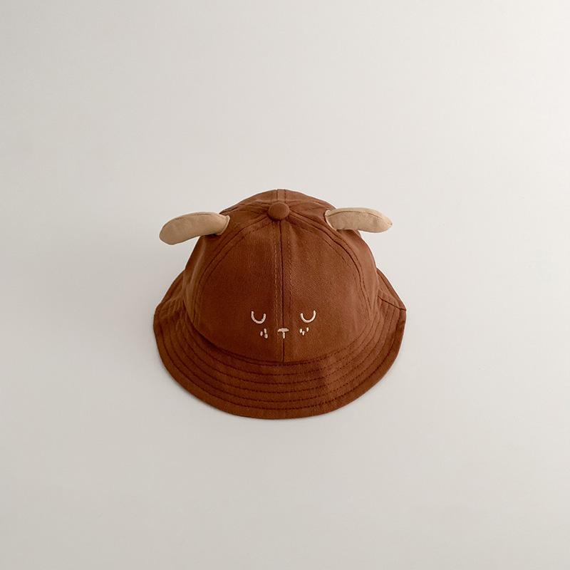 Cute Ear Baby Sunshade Basin Cap Cartoon Kids Fisherman Caps 6-24M Boys Girls Thin Cotton Sun Visors Children Sunscreen Bucket Hats