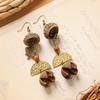 Retro natural plant earrings handmade creative niche acorn fruit long fringed design women's earrings