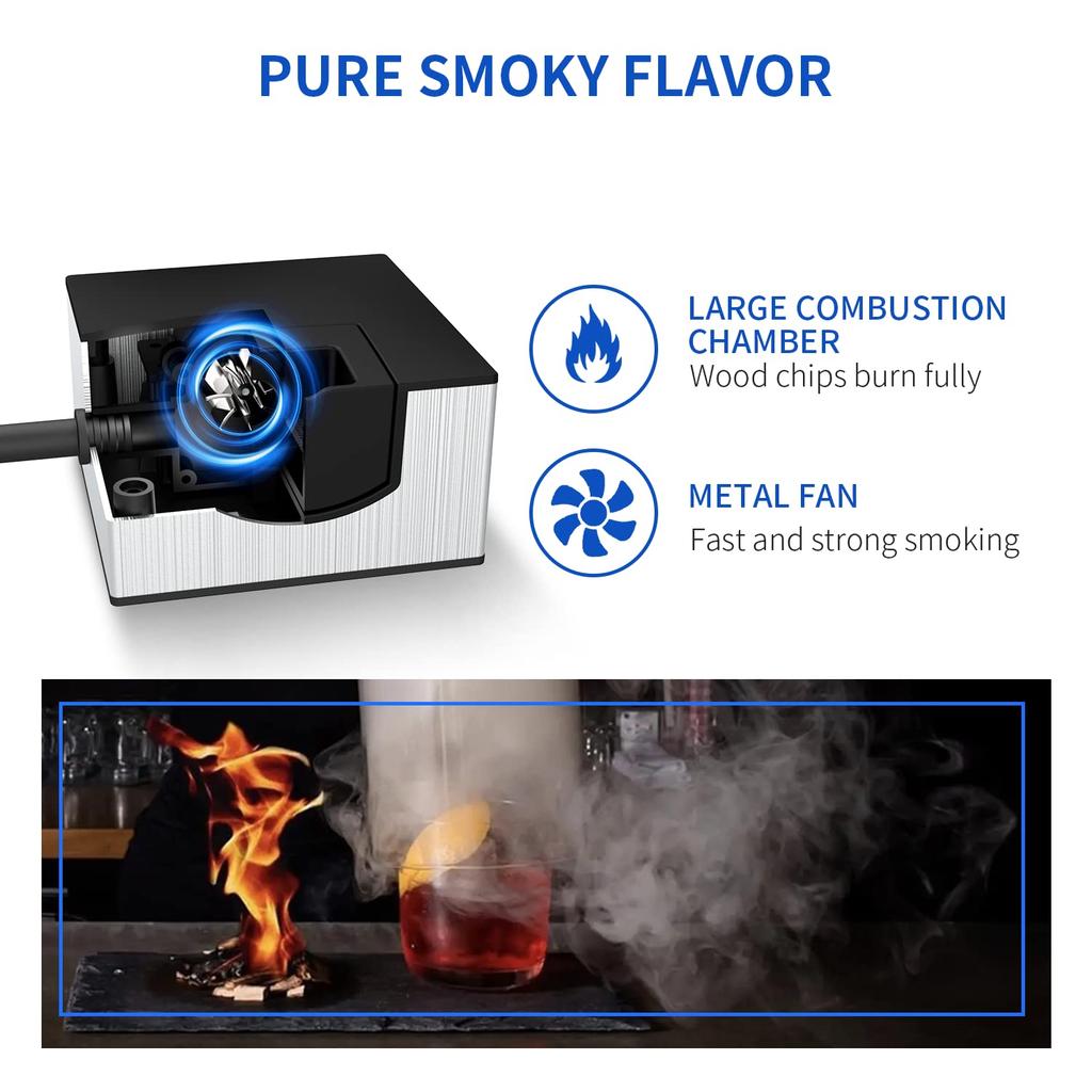 Wancle Smoker Smoking Gun Edible Smoker Portable Smoker for Home or Outdoor BBQ Lid and Wood Chips Not Included Etc. (Silver)