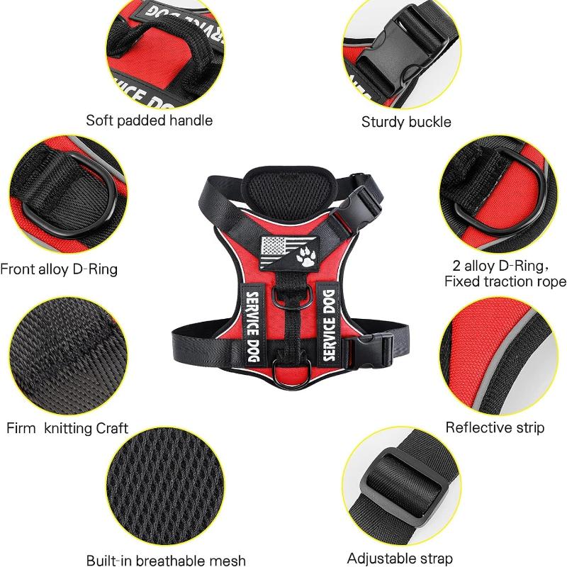 Service Dog Harness, Reflective Dog Vest Harness, Adjustable Soft Oxford Pet Harness, Inner Layer Mesh, Easy To Control for Dogs