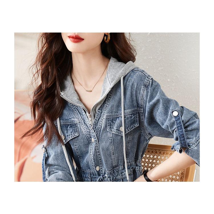 Fashionable Casual Denim Dress Long Sleeve Fake Two Piece Stitching Autumn Women Outfit Elegant Versatile