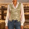 Women's Sequin V-Neck Zip-Up Vest, Sleeveless Cropped Party for Stage and Evening Wear
