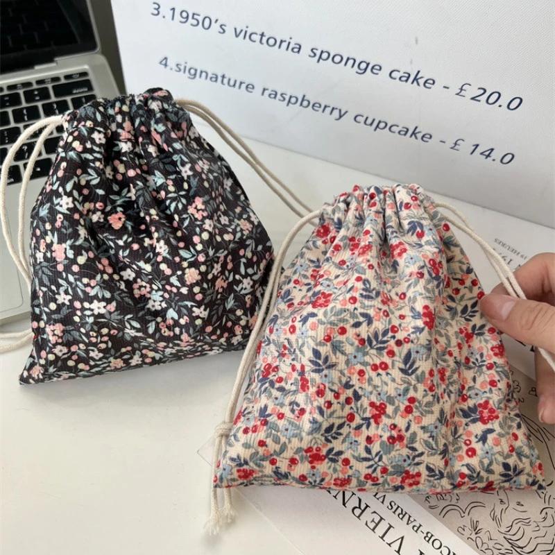 Cute Corduroy Small Lipstick Cosmetic Case Drawstring Storage Bag Women Jewelry Tote Packaging Pouch Bags Organizer bags