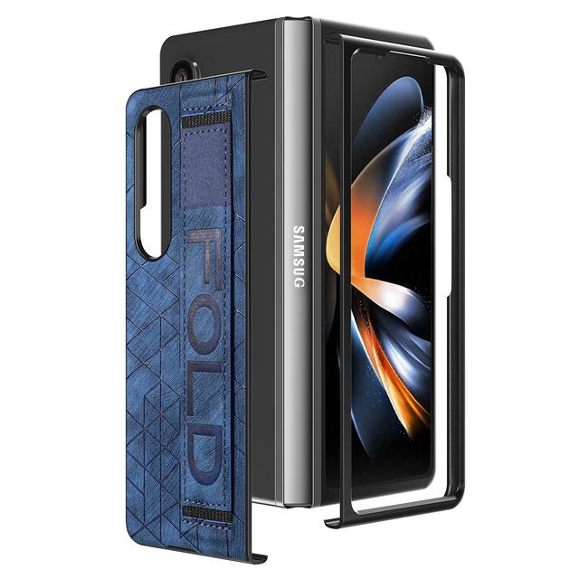 

Противоударный кожаный чехол-браслет для Samsung Galaxy Z Fold 4 5g Fold4 Fold3 Fold 3 Zfold4, аксессуары для мобильных телефонов, чехлы for Samsung Z Fold 4 синий