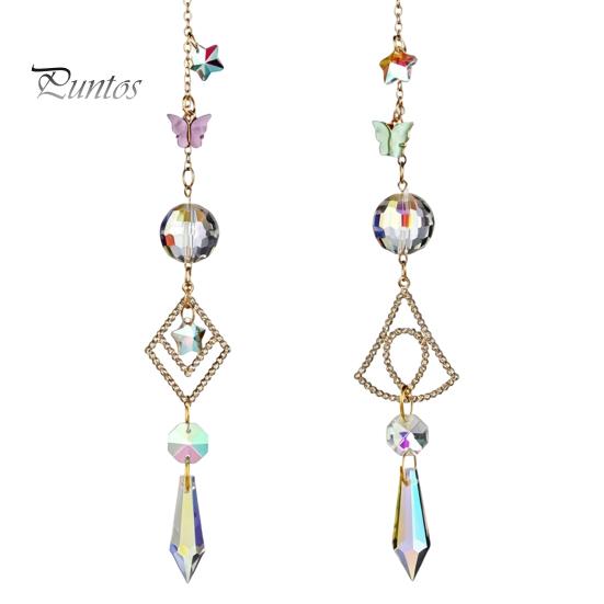Artistic Garden Hanging Decor Butterfly Crystal Suncatcher Wind Chime, Rainbow Maker Prism Ornament, Pendant for Balcony Indoor Outdoor Home, Balcony,