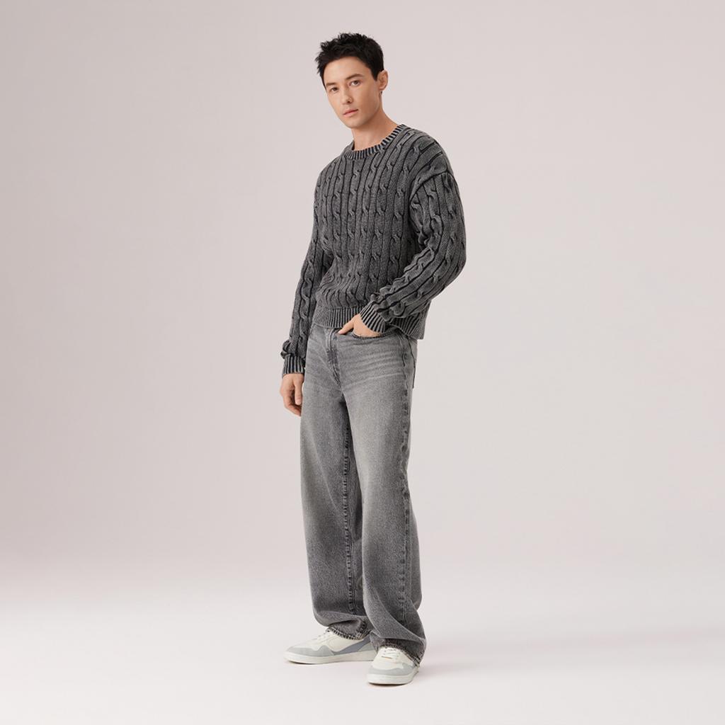 Levis 3D Twisted Flower Comfortable Skin-Friendly Simple Solid Color Versatile Lazy Style Knitted Sweater Unisex sweater 0058W-0002
