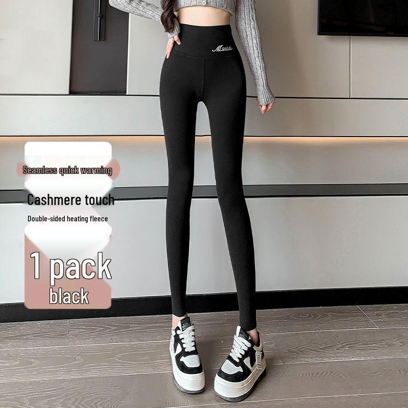 

Women s High Waist Velvet-Fleece Lambskin Leggings - Winter Warm Thickened Tights M [35-50 kg]