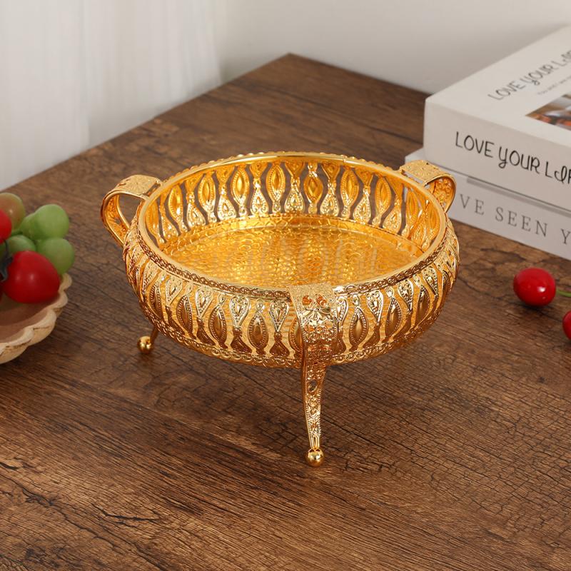 European Vintage Fruit Plate High-End Round El Glass Plate Multi-Layer Fruit Basket  Creative Cake Plate Ornaments