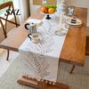 Corredor de Mesa Sofisticado, Corredor Bordado Floral, Elegante Cubierta de Comedor, Tela Decorativa Blanca Rústica Duradera con Borlas para