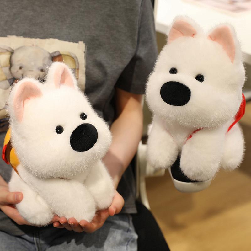 Cute Plush Dog Plush Toy Soft Stuffed West Highland White Terrier Dolls Cartoon Puppy Pillow Kawaii Gifts for Birthday Christmas