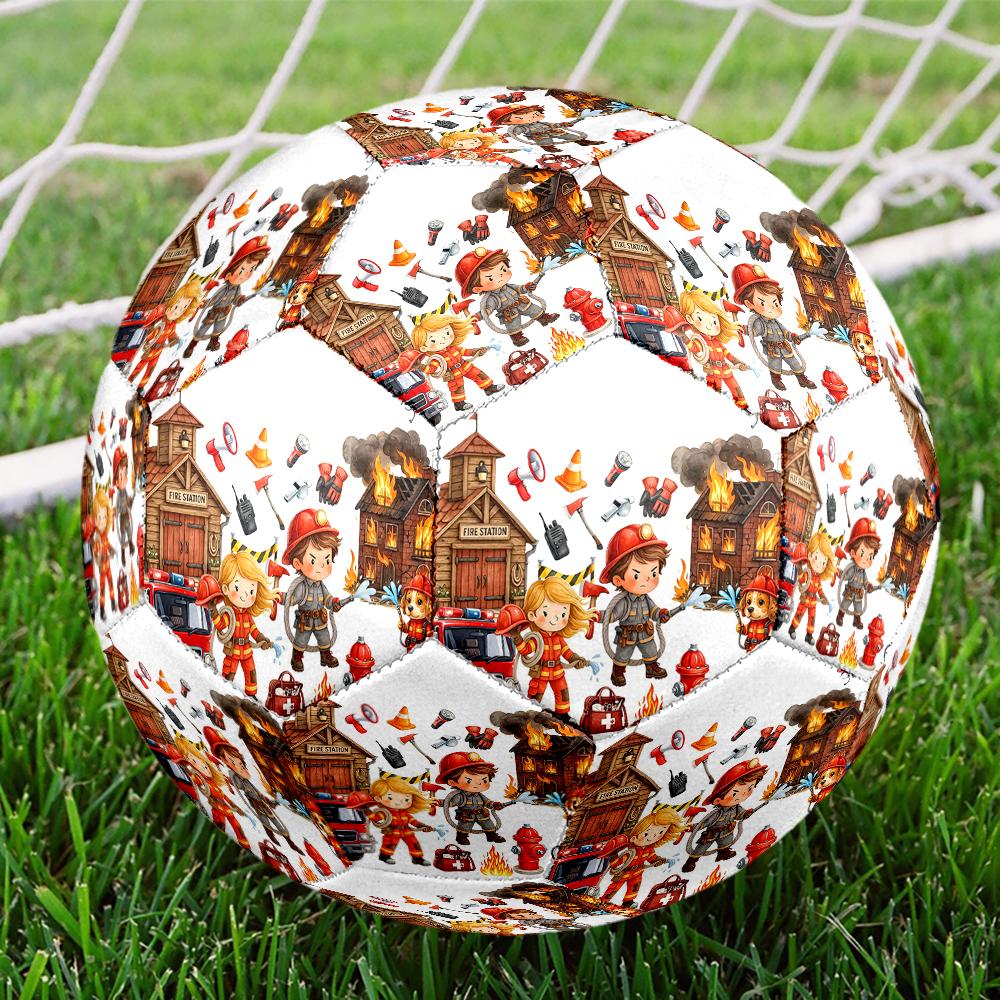 Firefighters Theme Size 5 Soccer Ball, Suitable for Both Indoor and Outdoor Matches, a Gift Suitable for Everyone.