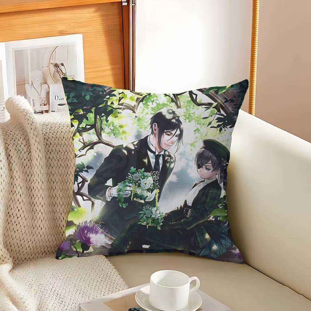 

B-Black B-Butler Japanese Anime Cushion Cover Polyester Sofa Cushions Decorative Throw Pillows Home Decoration Pillowcover 12x12Inch