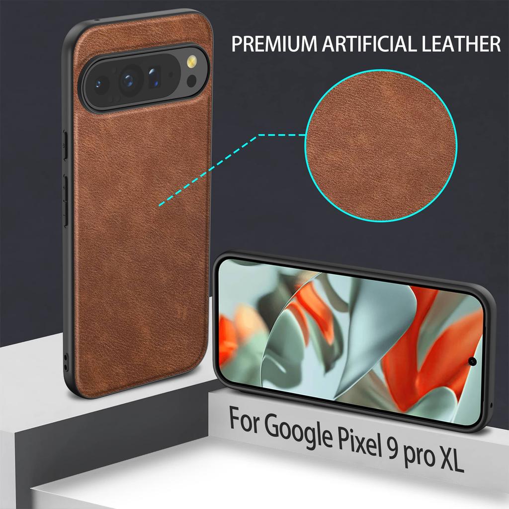 For Google Pixel 9 Pro XL 9 8 7 Pro 8A Premium PU Leather Phone Case Scratch-Resistant Solid Color Cover for Google Pixel 9 Case