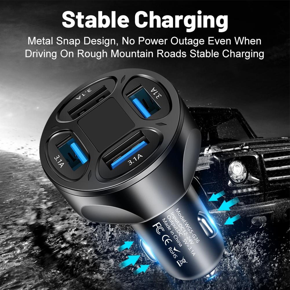 12-24V Car Charger 4Ports USB Car Charger Adapter Car Accessories High Quality