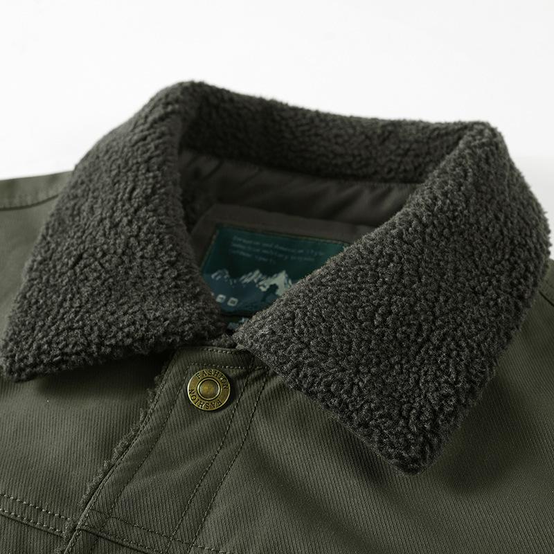 Autumn Winter Men Fleece Thick Warm Jacket Men Casual Windproof Coat Men Outwear Outdoor Fur Collar Jacket Men