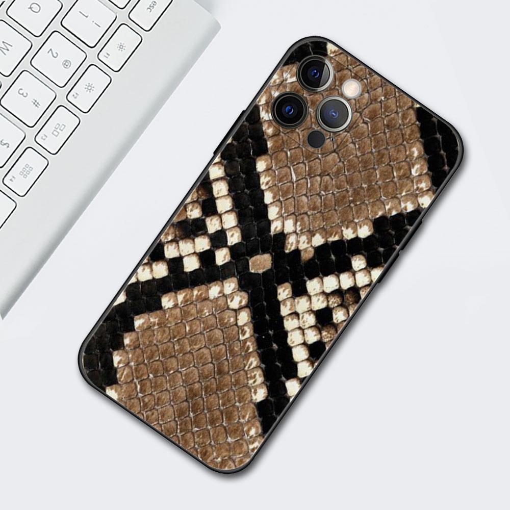 Pink Leather Snake Pattern Cell Phone Case For iPhone 11 13 7 8 Plus XR 12 Pro Max X 6 6s XS 12 Mini 5 SE Cover Black Soft Coque