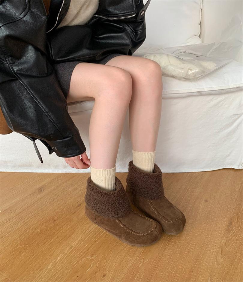 Slippers Winter Home Non-slip Beef Tendon Sole Couple Floor Slippers Women's Warm Fluffy Bag Head Slippers