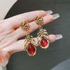 Retro High-end Earrings Women's Ancient Style Niche Light Luxury Atmosphere Court Style Long Stud Earrings Personalized Earrings