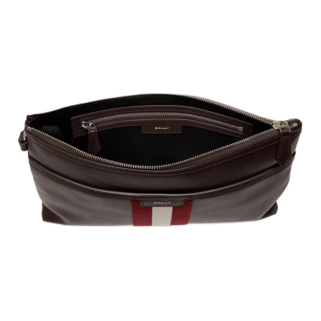 Bally Code Palladium Metal Hardware Calfskin Clutch Men Clutch Brown 6310908