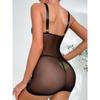 Womens PU Leather Bodycon Dress See-Through Mesh Back Adjustable Straps Sleeveless Mini Dresses with G-string Rave Costumes