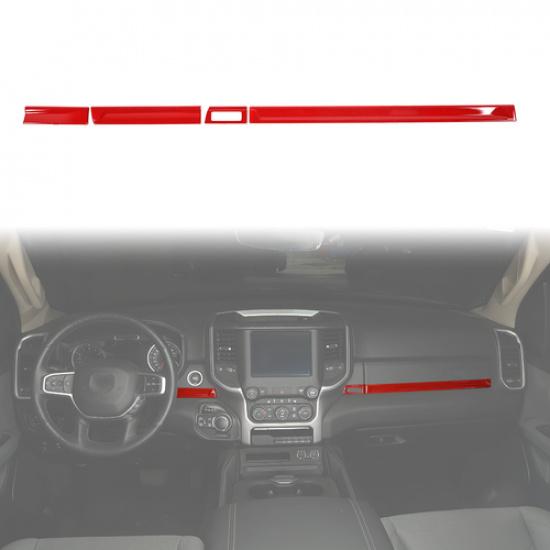 4x Center Console Panel Cover Trim Strips for Dodge Ram 1500 18+ Red Accessories