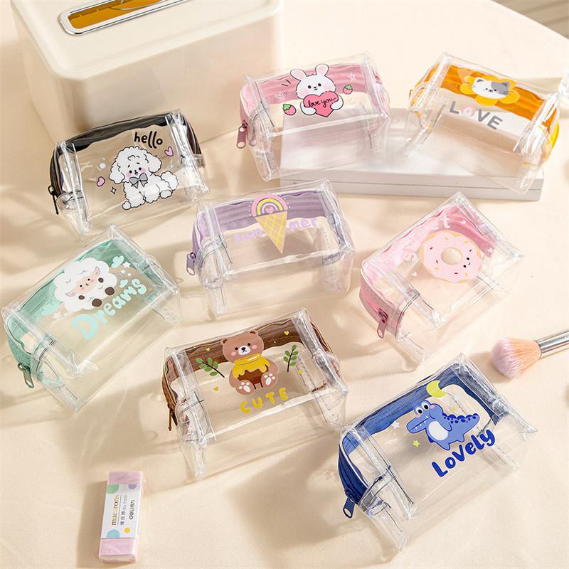 Cute Wallet Mini Data Cable Hair Accessories Storage Bag Transparent PVC Handbag Portable Makeup Bag