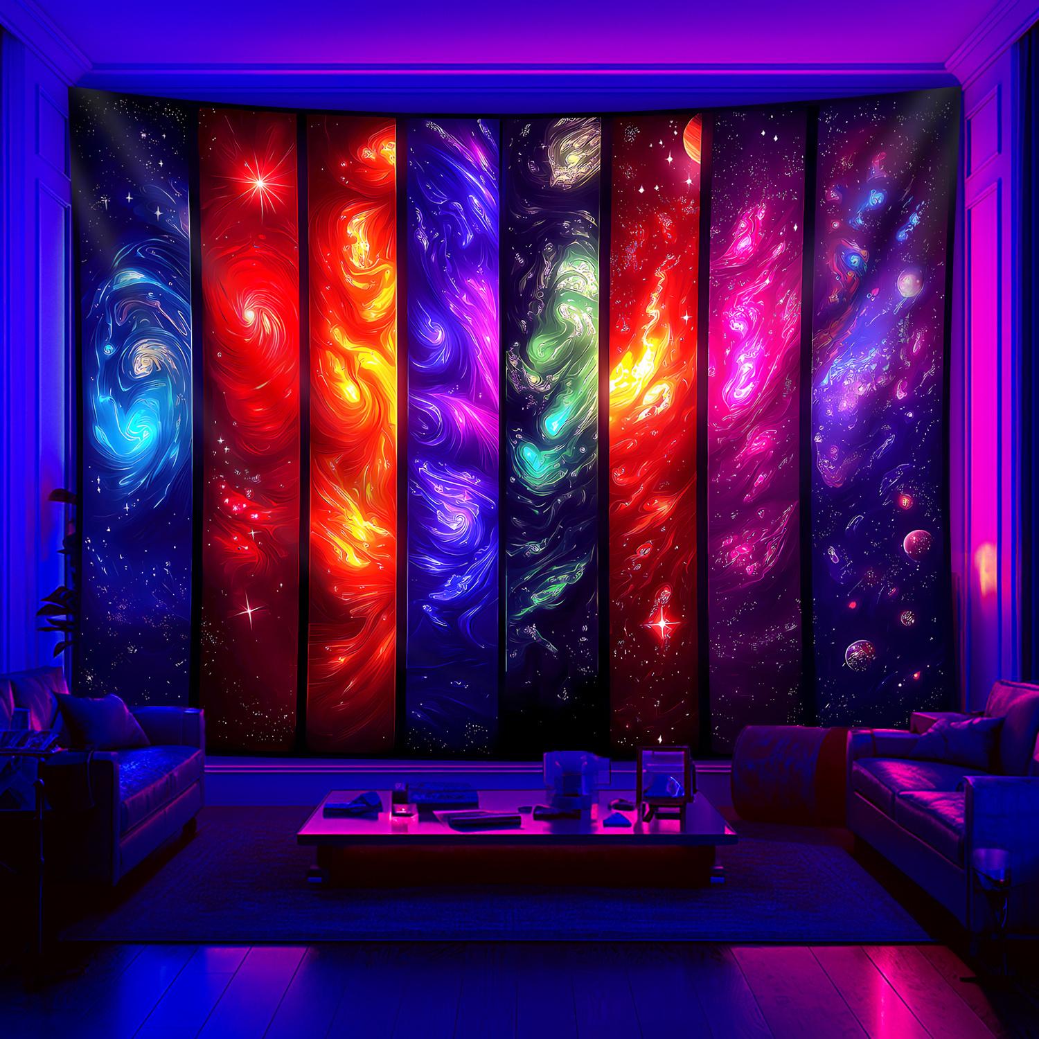 Starry Sky Cosmic Tapestry Glowing Gradient Galaxy Living Room Sofa Backdrop Wall Decor Room Accent 100X70CM