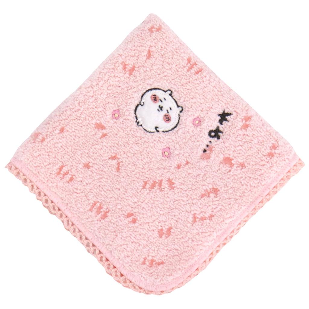 Chiikawa Towel Grass 27108001 25cm W X 25cm H Women's Handkerchief, Pattern, (27108001A), Pink, Approx.